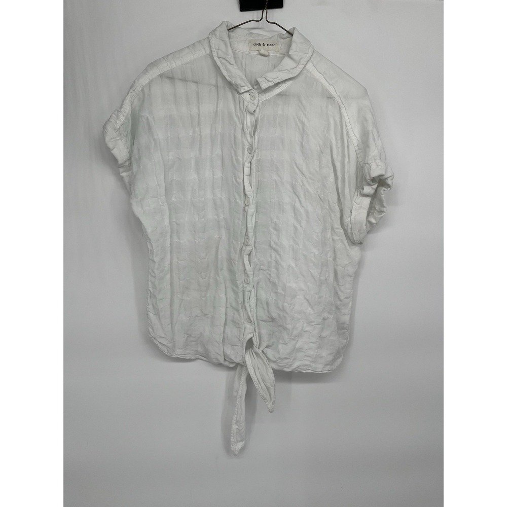 Anthropologie Cloth & Stone Women's size L White Tie Short Sleeve